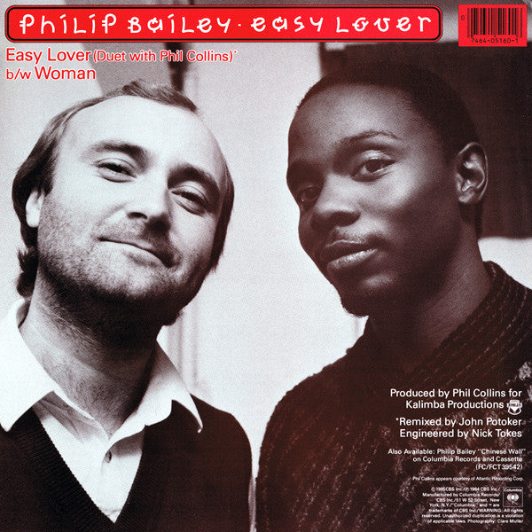 Philip Bailey Duet With Phil Collins / Philip Bailey – Easy Lover (Extended Dance Remix) b/w Woman (NM, FUNDA VG+) BOX28