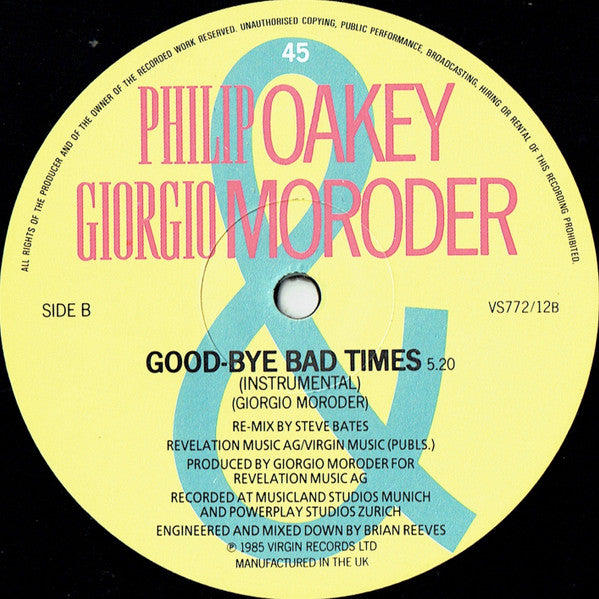 Philip Oakey & Giorgio Moroder – Good-Bye Bad Times (NM, FUNDA VG+) BOX33