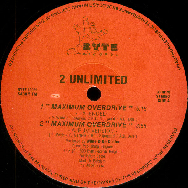 2 Unlimited – Maximum Overdrive (NM) BOX19