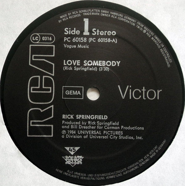 Rick Springfield – Love Somebody (NM, FUNDA EX) BOX22