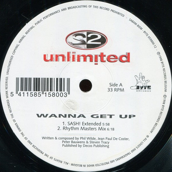 2 Unlimited ‎– Wanna Get Up (VG+) BOX1.