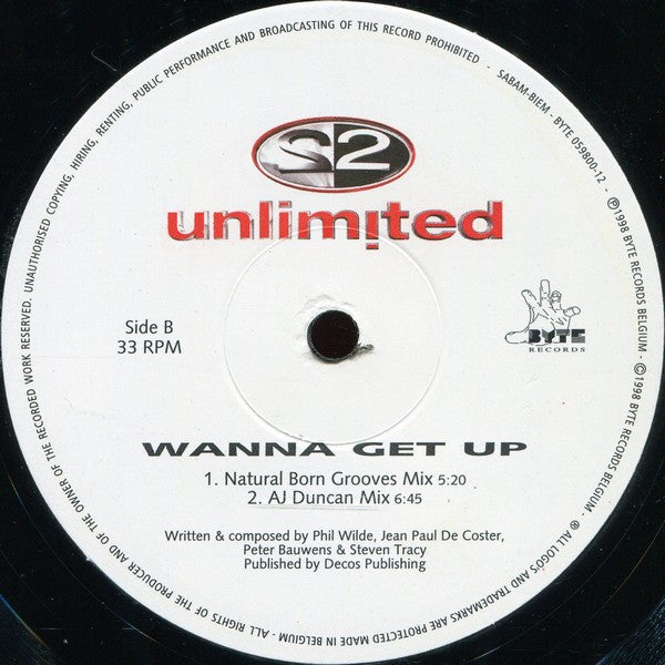 2 Unlimited ‎– Wanna Get Up (VG+) BOX1.