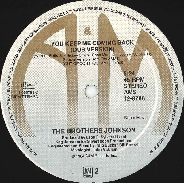The Brothers Johnson – You Keep Me Coming Back (Special Remix) (NM, FUNDA EX) BOX24