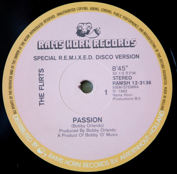 The Flirts – Passion (Special R.E.M.I.X.E.D. Disco Version) (EX, FUNDA VG+) BOX31