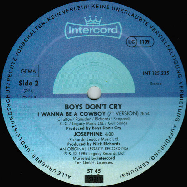 Boys Don't Cry – I Wanna Be A Cowboy (NM) BOX27