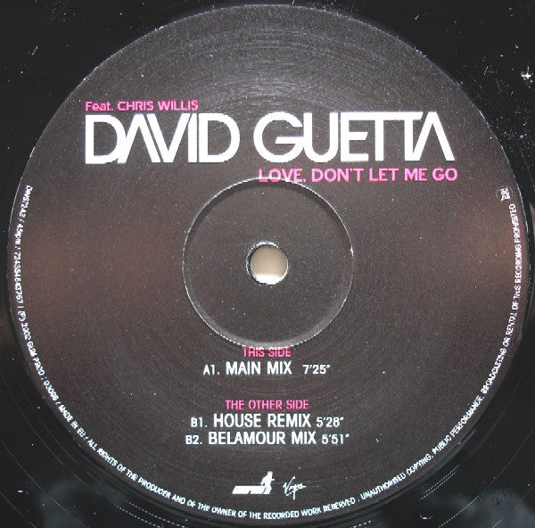 David Guetta Feat. Chris Willis – Love, Don't Let Me Go (NM, FUNDA VG+) BOX33
