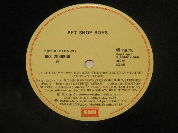 Pet Shop Boys – Left To My Own Devices (VG+,EX) BOX7