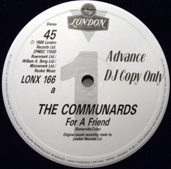 The Communards – For A Friend, INCLUYE MEGAMIX (EX, FUNDA GENÉRICA) BOX16