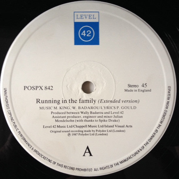 Level 42 – Running In The Family (VG+) BOX6
