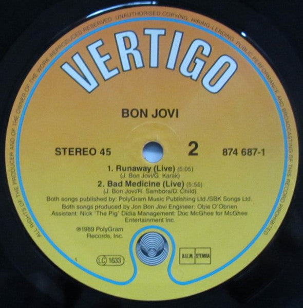 Bon Jovi – Lay Your Hands On Me (NM, INCLUYE POSTER) BOX21