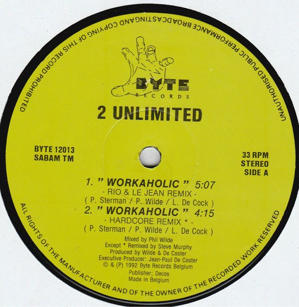 2 Unlimited – Workaholic (VG+, FUNDA VG, VG+) BOX16