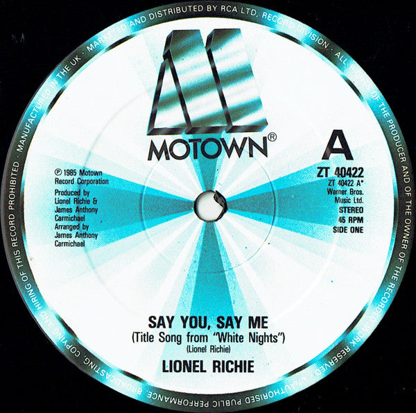 Lionel Richie – Say You, Say Me (VG+) BOX14