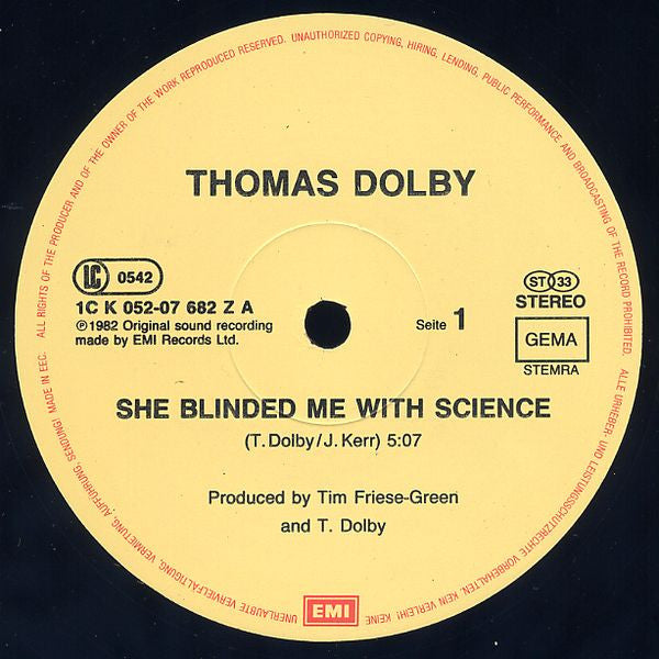 Thomas Dolby – She Blinded Me With Science (NM, FUNDA VG+) BOX7