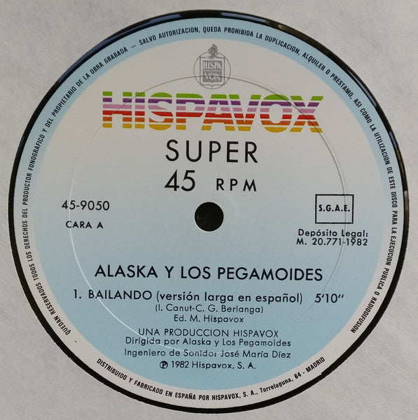 Alaska Y Los Pegamoides – Bailando (ESTADO NM, FUNDA VG+) BOX31