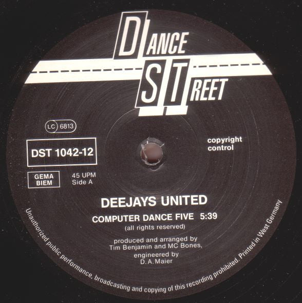 Deejays United – Computer Dance Five (ESTADO NM, FUNDA VG+ CON ESCRITURA LAPIZ) BOX14