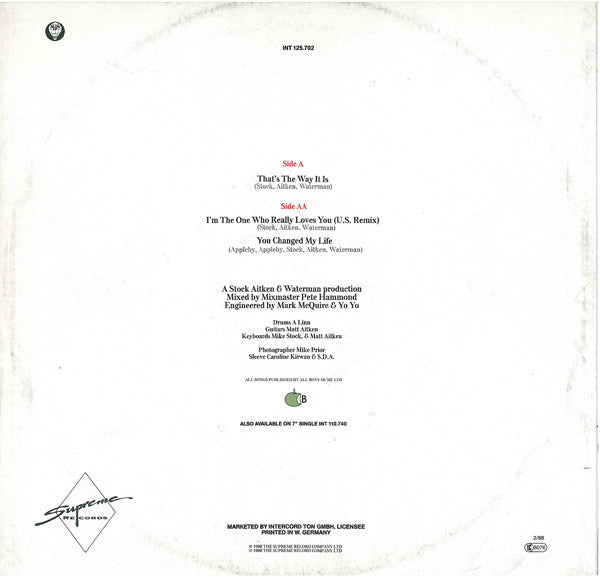 Mel & Kim – That's The Way It Is (VG+) [Disco Rojo Transparente] BOX36
