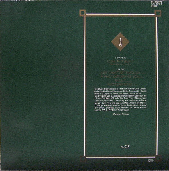 Depeche Mode – Love In Itself · 2 And Live Tracks (VG+) BOX36