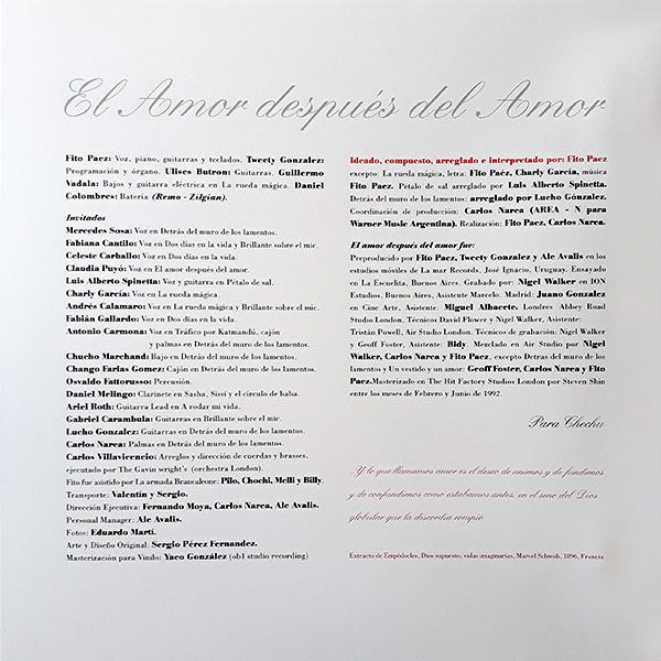 Fito Páez – El Amor Después Del Amor / DISCO DOBLE (NUEVO, SELLADO) BOXV2