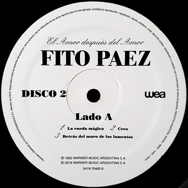 Fito Páez – El Amor Después Del Amor / DISCO DOBLE (NUEVO, SELLADO) BOXV2