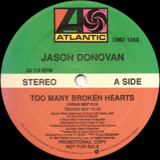 Jason Donovan – Too Many Broken Hearts (NM, FUNDA EX) BOX13