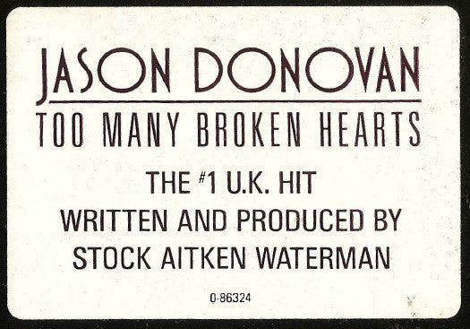 Jason Donovan – Too Many Broken Hearts (NM, FUNDA EX) BOX13
