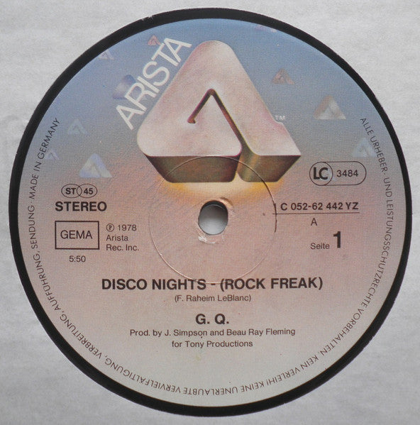 G.Q. – Disco Nights (Rock Freak) / Boogie Oogie Oogie (NM, FUNDA VG+) BOX11