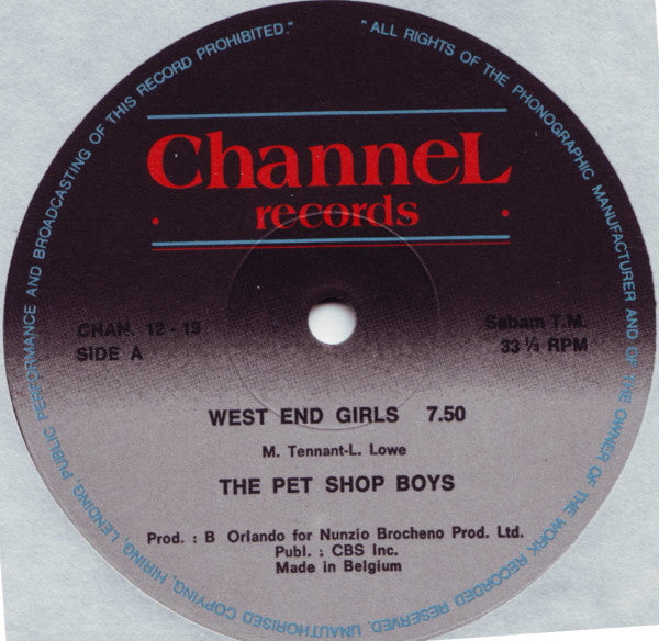 Pet Shop Boys – West End Girls (Extended Mix) (NM, FUNDA VG+) BOX31