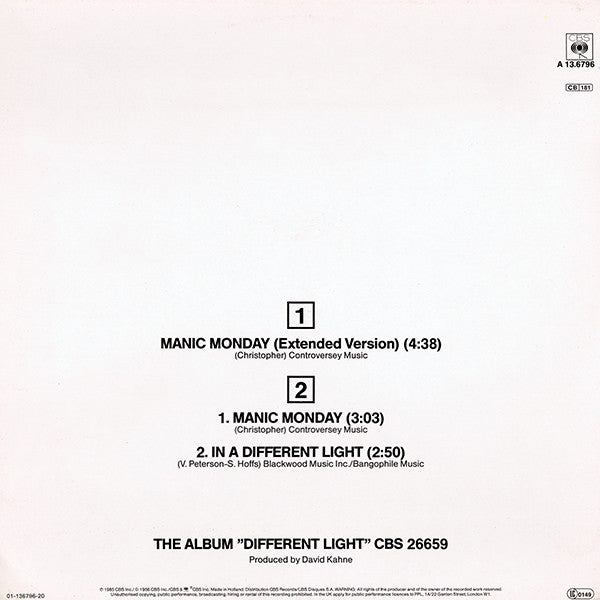 Bangles – Manic Monday (Extended Version) (NM, FUNDA VG+) BOX23