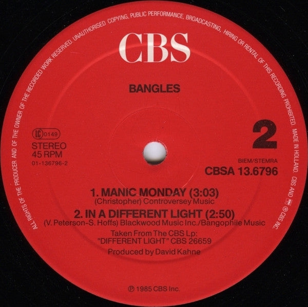 Bangles – Manic Monday (Extended Version) (NM, FUNDA VG+) BOX23