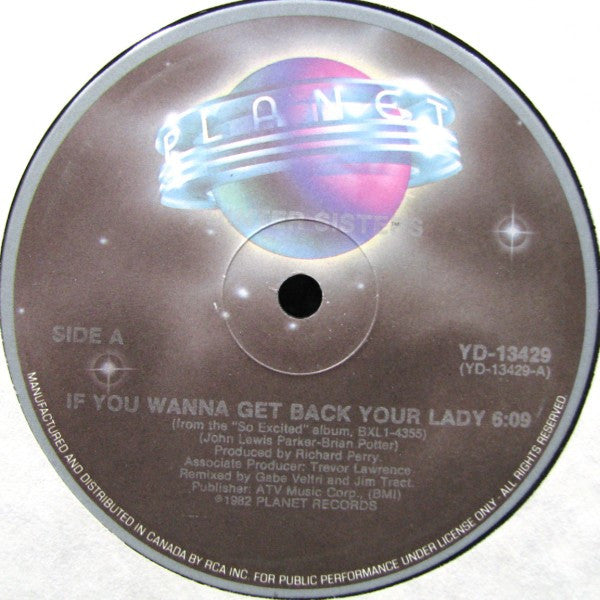 Pointer Sisters – If You Wanna Get Back Your Lady / I'm So Excited (EX, FUNDA GENÉRICA ORIGINAL) BOX26