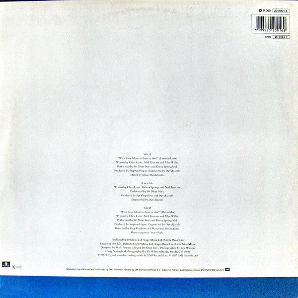 Pet Shop Boys With Dusty Springfield – What Have I Done To Deserve This? (NM) BOX29