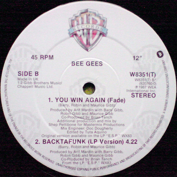 Bee Gees – You Win Again (NM) BOX15