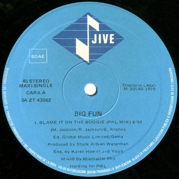 Big Fun – Blame It On The Boogie (VG+ BOX4