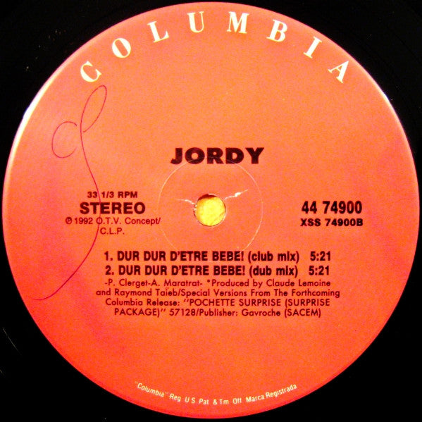Jordy – Dur Dur D'Être Bébé! (NM, FUNDA VG+ CON PEGATINA 124 BPM) BOX18