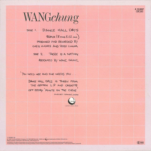Wang Chung – Dance Hall Days (Remix) (NM, FUNDA VG+) BOX20