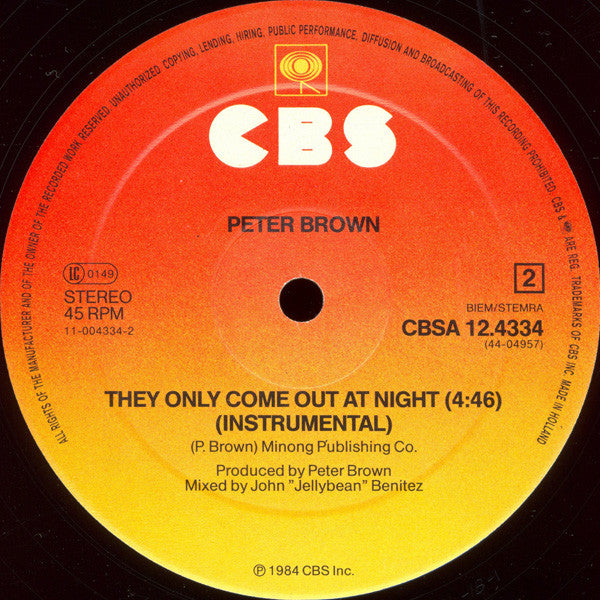 Peter Brown – They Only Come Out At Night (VG+) BOX17