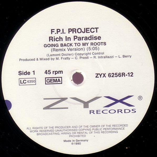 F.P.I. Project – Rich In Paradise "Going Back To My Roots" (Remix) (NM) BOX20