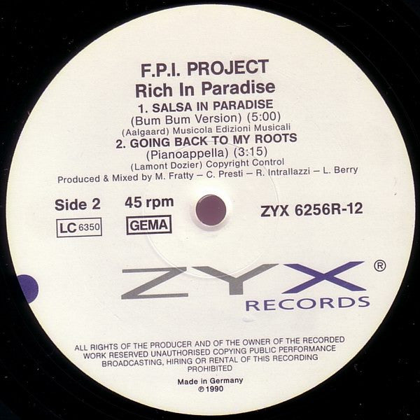 F.P.I. Project – Rich In Paradise "Going Back To My Roots" (Remix) (NM) BOX20