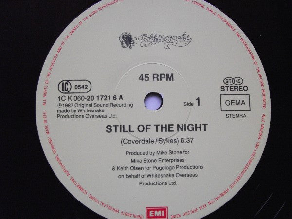 Whitesnake – Still Of The Night (NM) BOX8