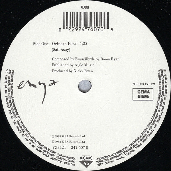 Enya – Orinoco Flow (Sail Away) (EX, FUNDA VG+) BOX22