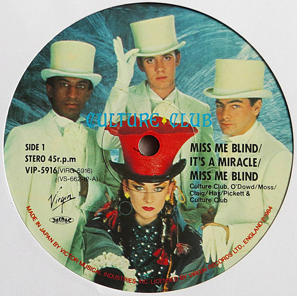 Culture Club – It's A Miracle / Miss Me Blind - JAPONÉS (NM) BOX29