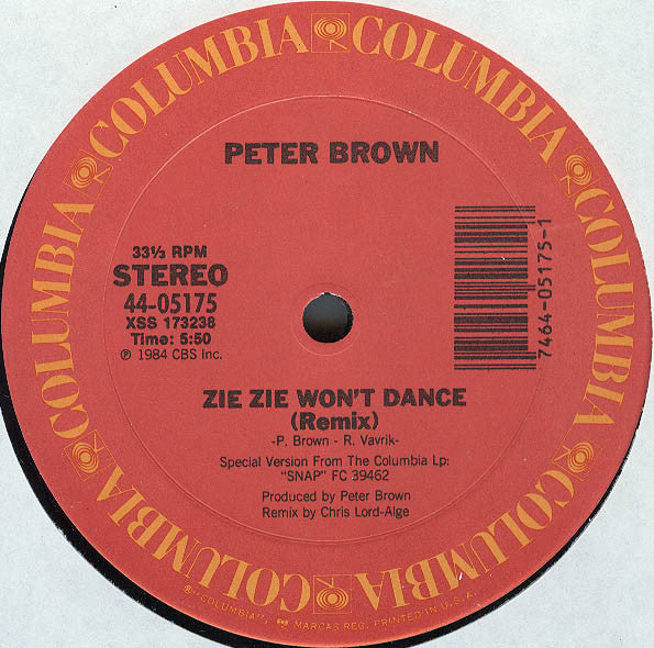 Peter Brown  – Zie Zie Won't Dance (VG+, FUNDA GENÉRICA) BOX14