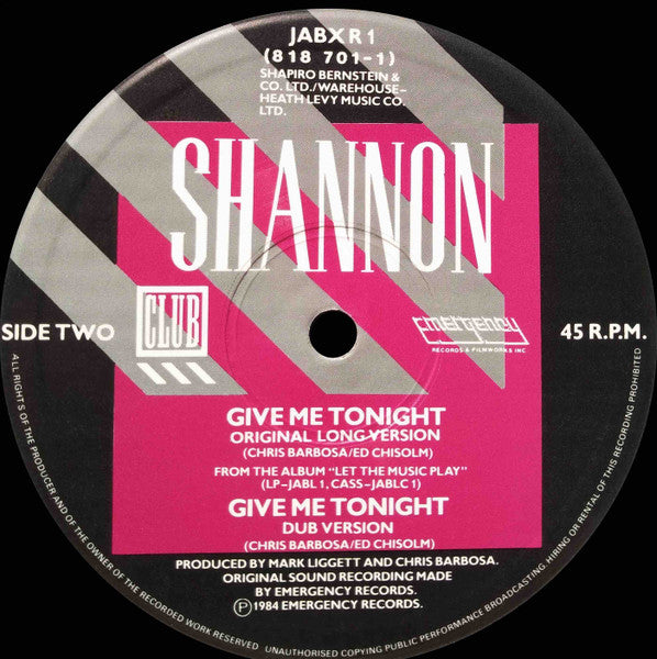 Shannon – Give Me Tonight (Remix) (NM, FUNDA VG+) BOX16