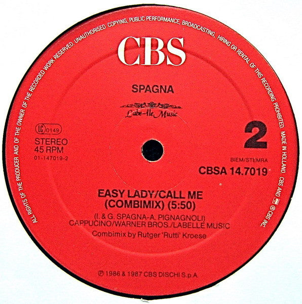 Spagna  – Easy Lady (Extended Version) (NM, FUNDA VG+ EX) BOX27