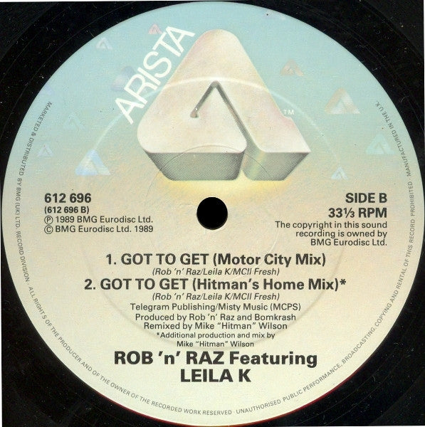 Rob 'N' Raz Featuring Leila K – Got To Get (NM, FUNDA VG+) BOX18