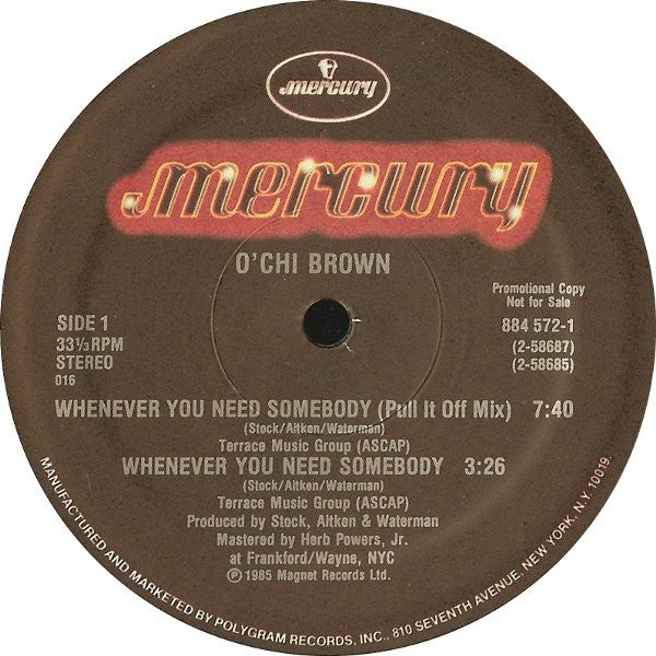 O'Chi Brown – Whenever You Need Somebody (VG+, FUNDA GENÉRICA) BOXE1