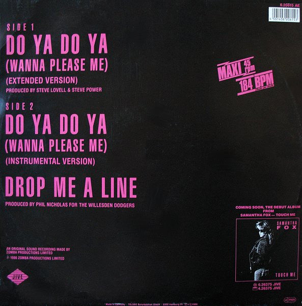 Samantha Fox – Do Ya Do Ya (Wanna Please Me) (EX,FUNDA VG+) BOX14