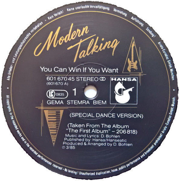 Modern Talking – You Can Win If You Want (Special Dance Version) (VG+) BOX25