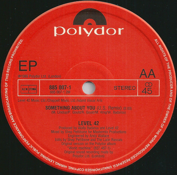 Level 42 – Lessons In Love / Something About You (FUNDA VG+, ESTADO NM) BOX 6