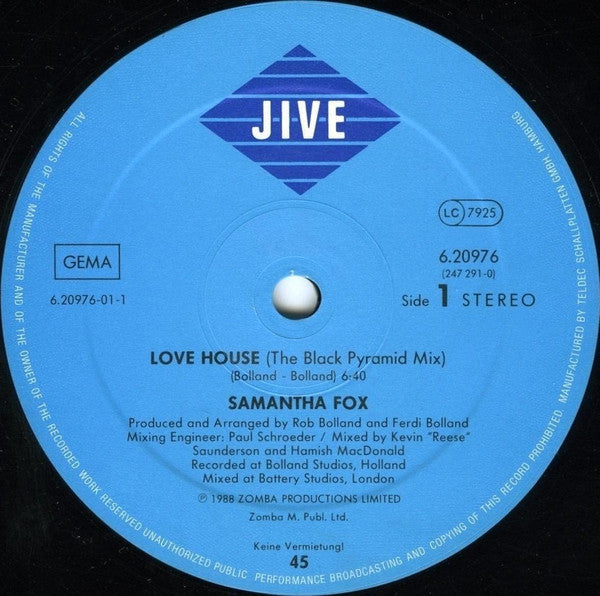 Samantha Fox – Love House (VG+) BOX11